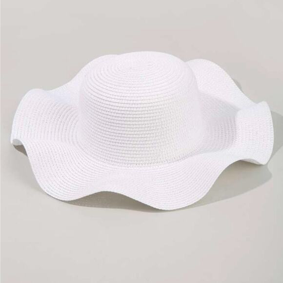 Women’s White Floppy Sun Hat | Wide Brim Beach Summer Hat | Lightweight Straw - Picture 2 of 6
